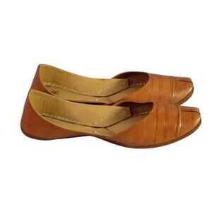 Zebidah Womens Brown Leather Flats Slip On Casual Shoes Size 39 middle eastern